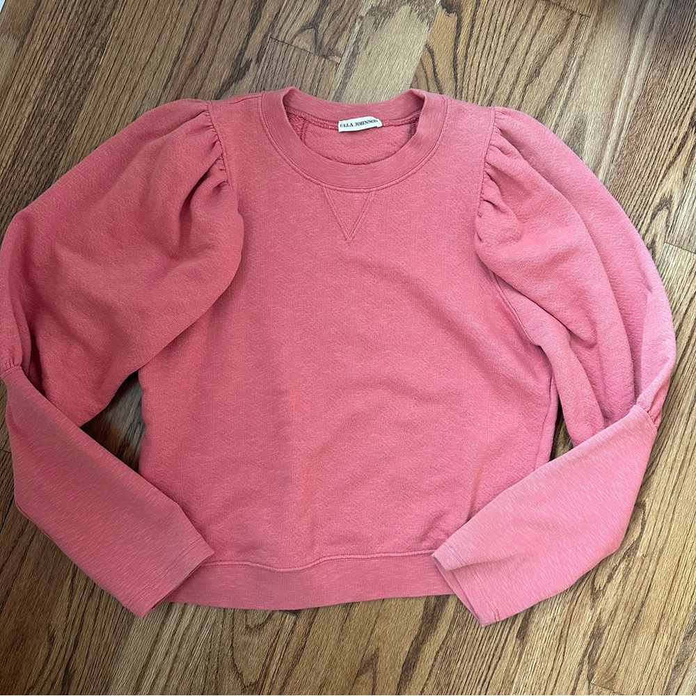 Ulla Johnson Philo Puff sleeve sweatshirt pink